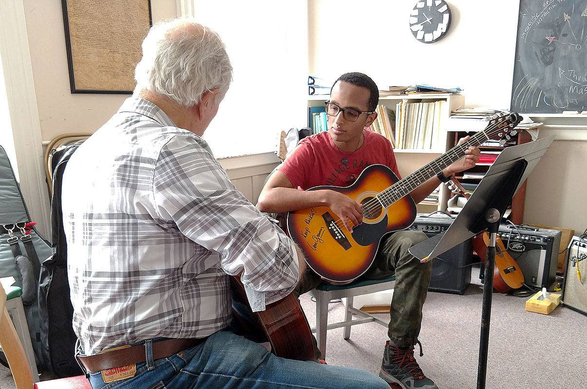 Hochstein guitar student Befikadu Mekonnen "rolls with the punches"