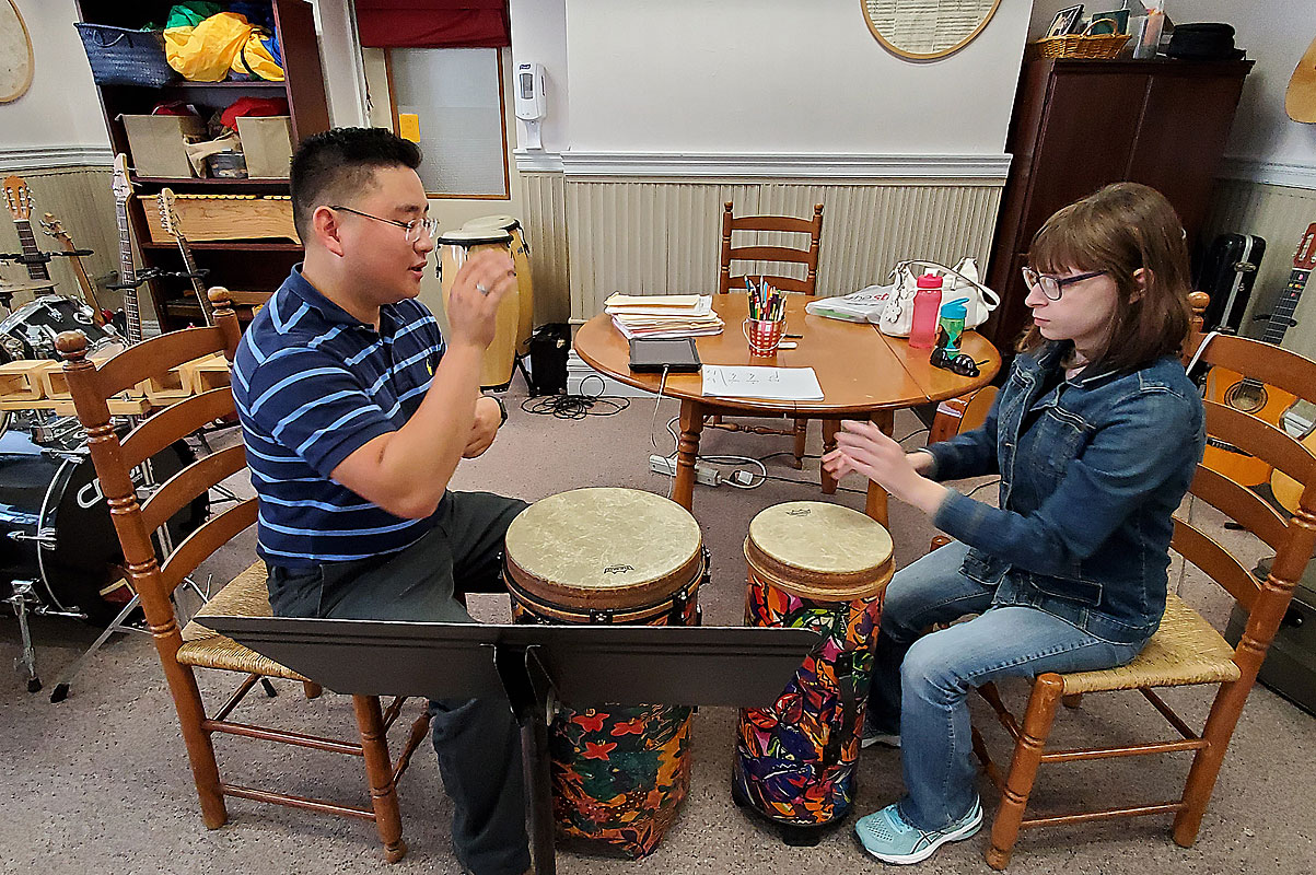 Jackie in music therapy class