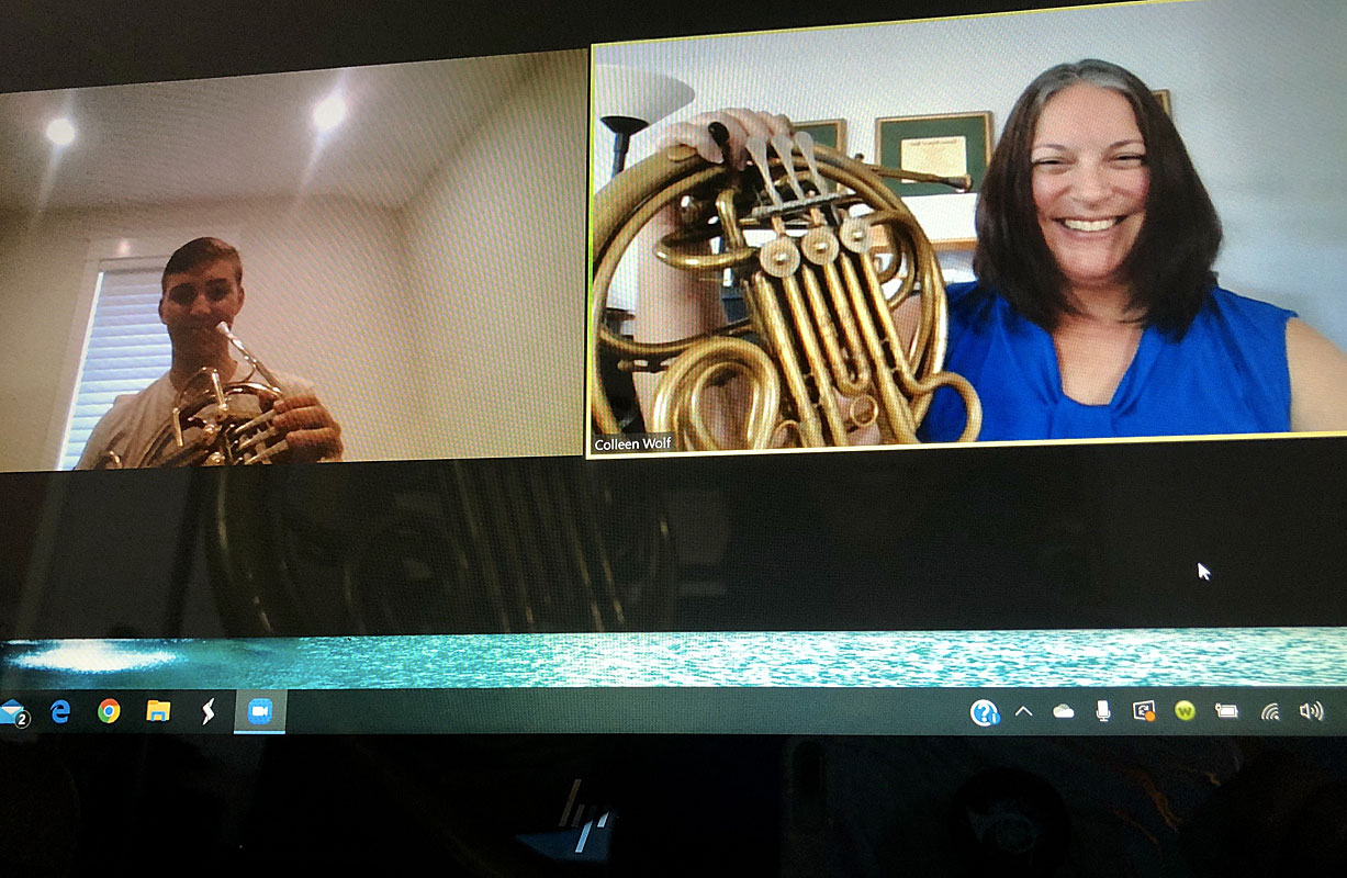 Hochstein horn students persist with online lessons